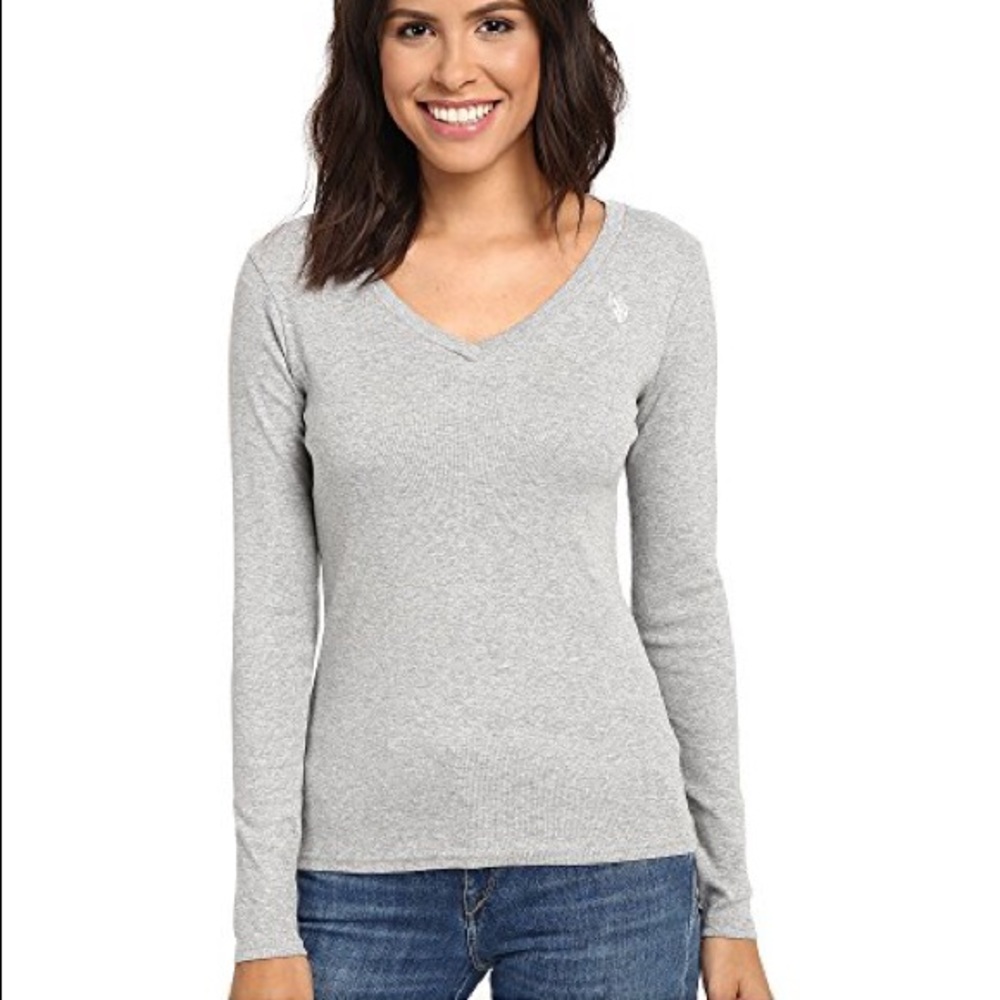 Grey Polo Ralph Lauren Long Sleeve T Shirt